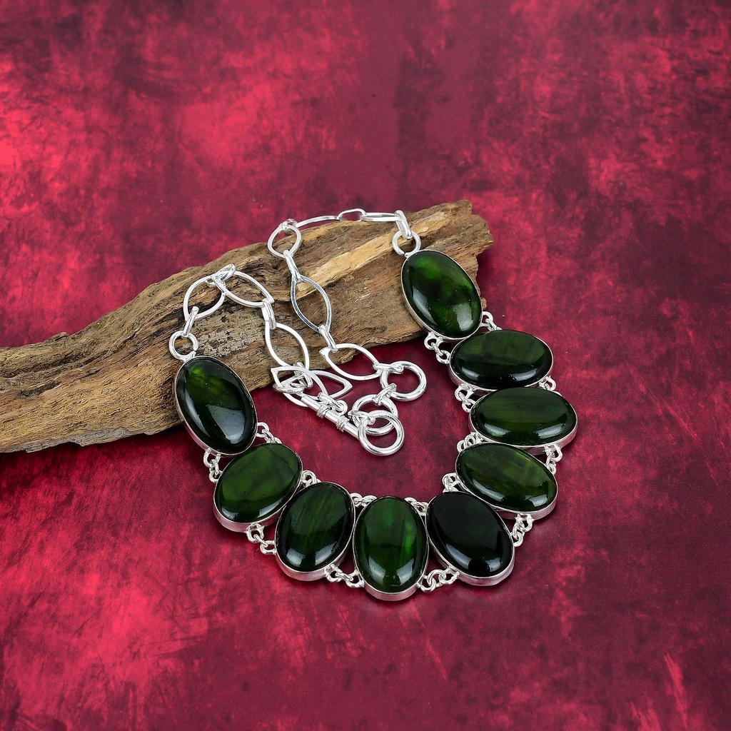 Green Flash Labradorite Handmade Gemstone Necklace, 925 Solid Sterling Silver Necklace Antique Jewelry, Adjustable Chain Necklace Engagement Gift