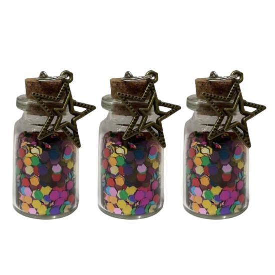 Mini Wishing Glass Bottle Transparent Glass Jar with Sequins Romantic Gift for Boyfriend Girlfriend Wife Husband