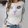 Cat Print Long Sleeves Tees Pullover Casual Loose Street Female Clothing Funny Cute Tops Fall/Winter Cotton Women's T-shirts