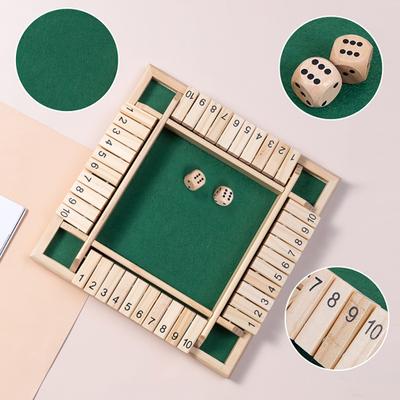 Yousheng Закрой коробку Настольная игра 4 игрока Деревянная Настольная Математическая игра Дети Взрослые Семейный вечер Вечеринка Образовательная 4-сторонняя 10-значная кость Классическая Настольная