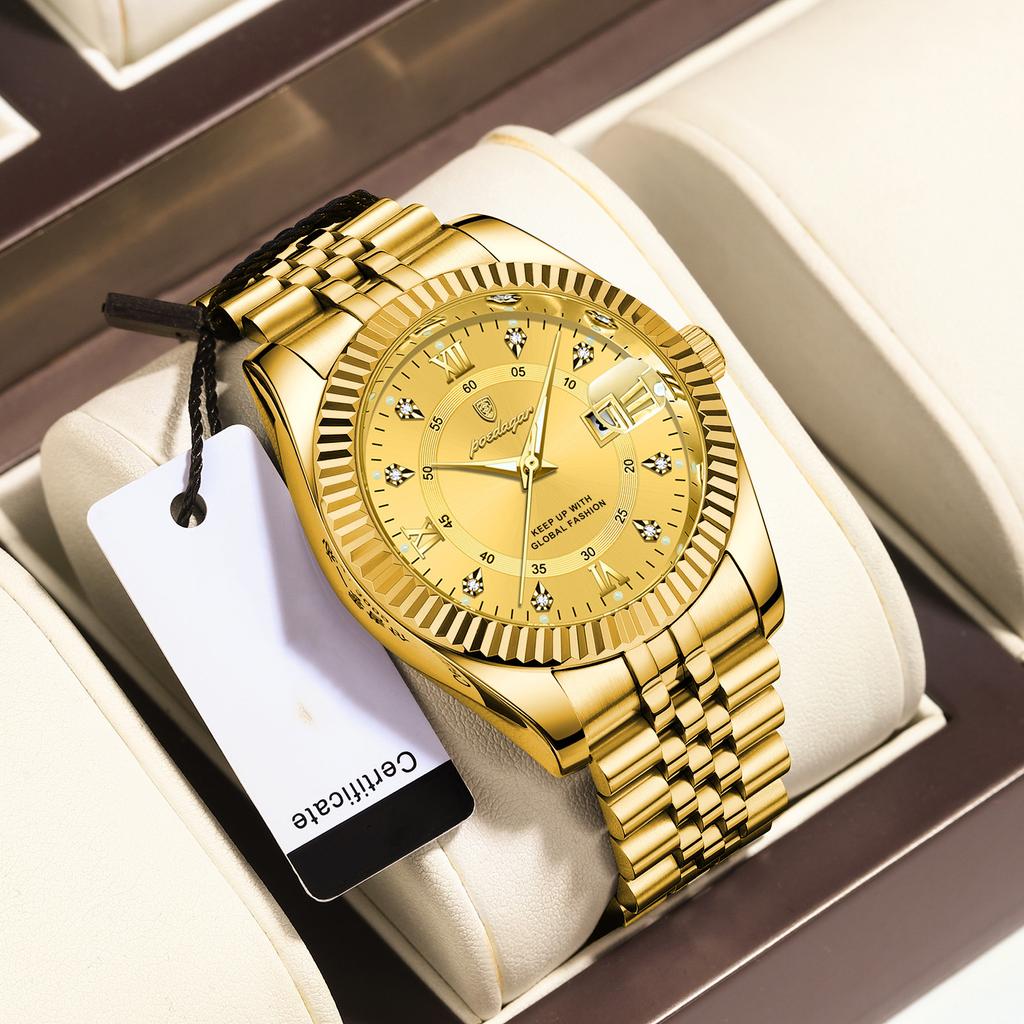 Brand Luxury Men's Watch New Business Quartz Watch Man Diamond Calendar Clock