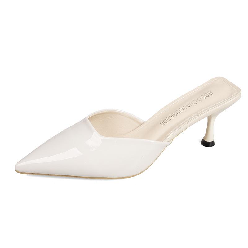 2025 остроносые трендовые сандалии сексуальные ленивые тапочки весенние новые модные тапочки с сумкой на голове полутапочки туфли на шпильках