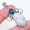 Natural Moonstone, Topaz Gemstone 925 Sterling Silver Jewelry Pendant 2.29" F6b14