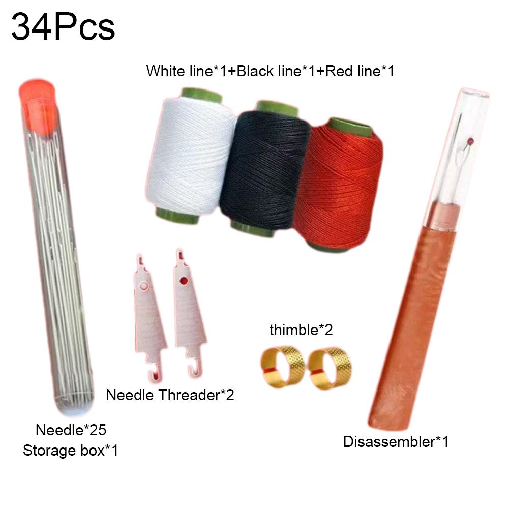 Набор швейных инструментов 31/34/37 шт., Иглы, Нитки, Инструменты для ручного ремонта, Набор для вышивания, Иглы, Нитевдеватель, Вспарыватель швов, Наперстки
