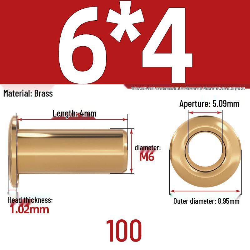 Pure Brass Hollow Rivets & Copper Eyelets Fasteners M1.3–M5