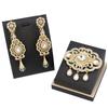 Gold Color Wedding Jewelry Bridal Brooch Earring Set Red Green Crystal Hijab Pins Wedding Accessories