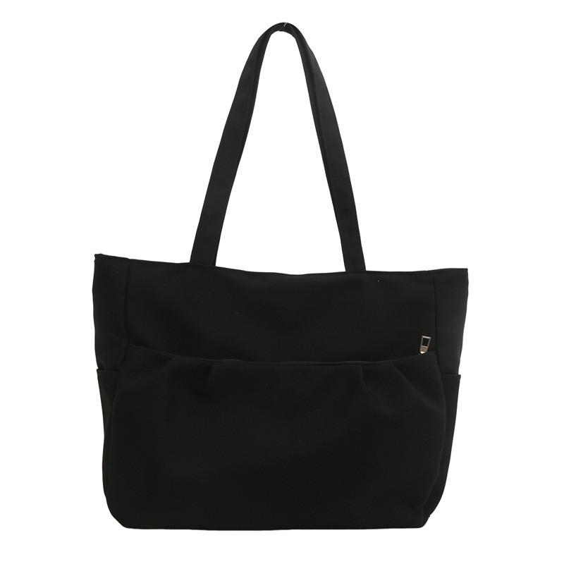 2024 Fashionable Large Capacity Canvas Tote Bag Stylish Commuter Shoulder Bag In White Gray Black Khaki Colors