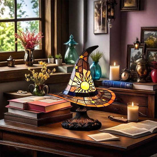Лампа в виде шляпы ведьмы, светодиодный ночник, мягкое свечение, питание от батареек, светящийся на Хэллоуин, шляпа ведьмы, готический ночник, декор