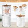 Acrylic Storage Box Bathroom Qtips Container Jars Dispenser with Bamboo Lids Clear Makeup Organizer Cotton Swab Storage Holder