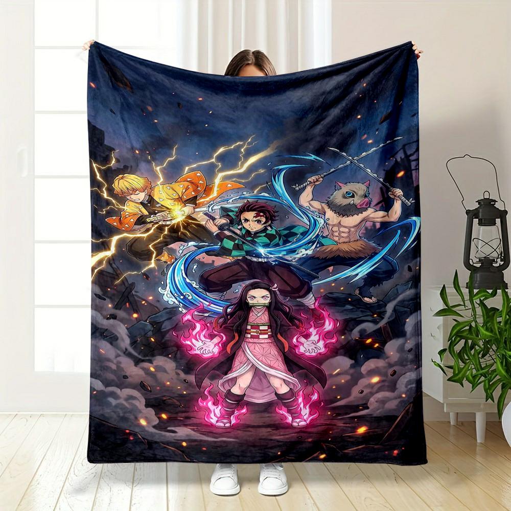 "Anime Warriors with Powers Illustration Flannel blanket for bedroom living room sofa and nap"
