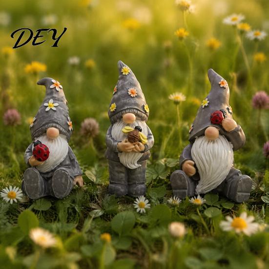 Декоративные садовые скульптуры, Фигурка гнома на Хэллоуин, Винтажная статуэтка цветка, гриба, эльфа, гнома, Ручная работа, Статуи из смолы для патио, двора, Водонепроницаемые