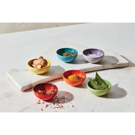Мини-миска Le Creuset 7 см Радужная Термостойкая Морозостойкая Безопасна для Микроволновой Печи и Посудомоечной Машины Набор 6 шт.