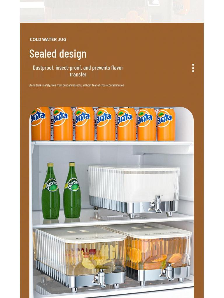 Large Capacity Summer Beverage Dispenser: High-Temperature & Drop-Resistant Cold Brew Kettle with Spigot