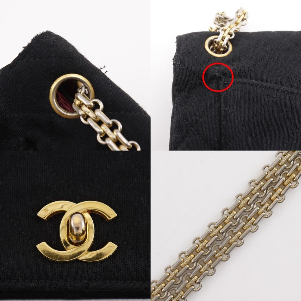 CHANEL ChainShoulder Shoulder Bag Matelasse black cotton Women Used