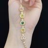 BELLA BOX New Hot Sale Simulation Color Tourmaline Princess Square Full Diamond Bracelet Feminine Fashion Hand Jewelry