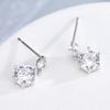 Серьги-гвоздики из стерлингового серебра S925 с двумя бриллиантами и шестью когтями. Женские серьги в корейском стиле с бриллиантами, персонализированные, универсальные, гипоаллергенные.