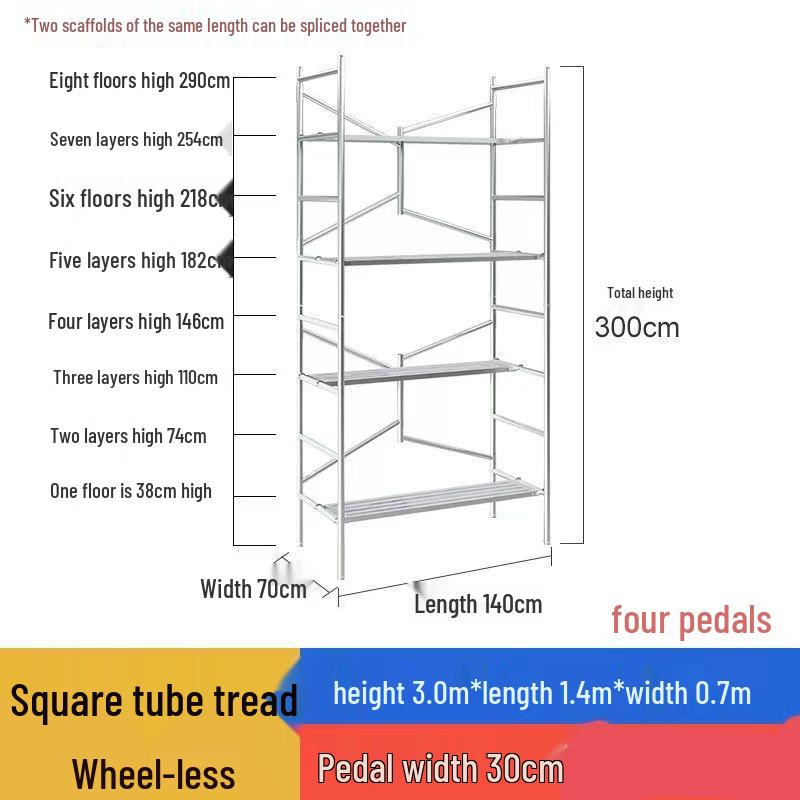 Multifunctional Mobile Folding Scaffold with Full Set of Accessories