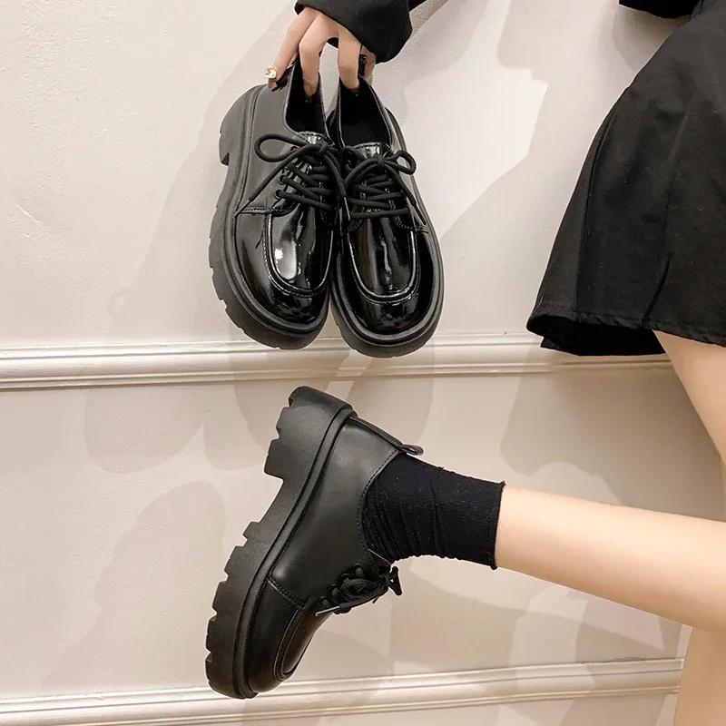 Осенние лоферы с круглым носком, однотонные, на среднем каблуке, женская обувь на распродаже, на шнуровке, водонепроницаемые, нарядные, повседневные туфли-лодочки, мокасины