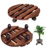 2Pcs Round Wooden Plant Stand with Wheels Strong Load-bearing No Assembly