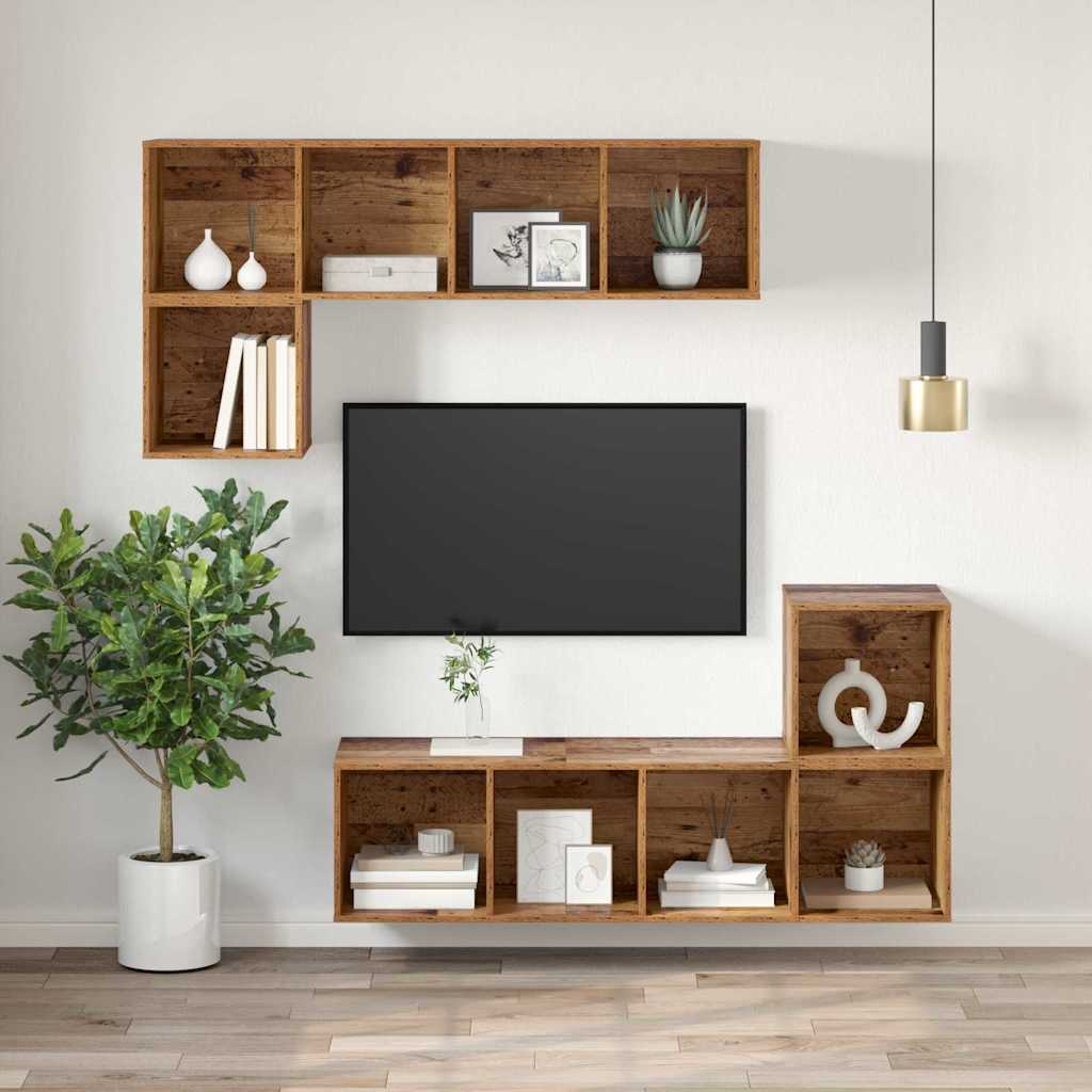 TV Cabinet Set 37 x 37 x 107 cm Reclaimed Wood Engineered Wood