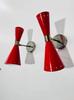 Red Brass Wall Sconce: Mid-Century Italian Stilnovo Reading Light
