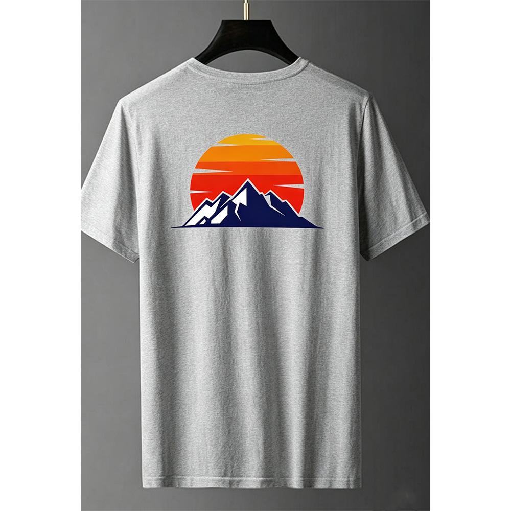 Unisexs and Unisexs Retro Mountain Sunset Graphic TShirt Casual Nature Landscape Crew Neck Short Sleeve Tops for Cycling Lovers