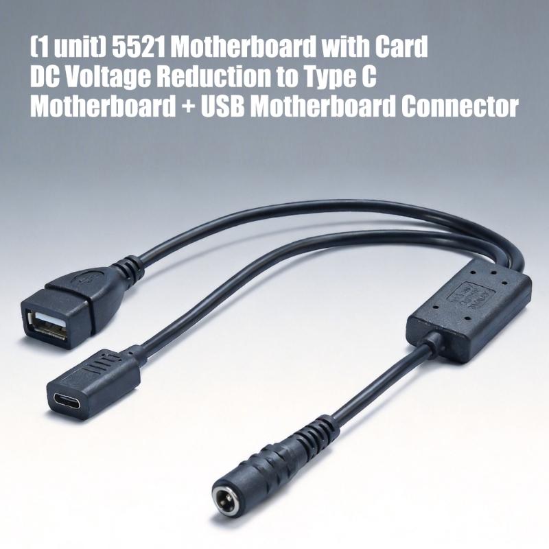Универсальный адаптер-кабель DC5.5x2.1 мм на USB и Type C (мама) с поддержкой быстрой зарядки 3A, преобразователь DC5V-25V в 5V