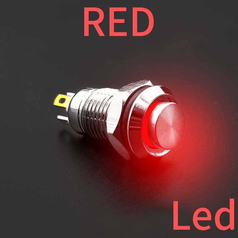 1NO High head Waterproof Metal Push Button Switch LED Light Self-locking/reset 3/6/12/24/220V 8/10/12/16mm Brass nickel plating