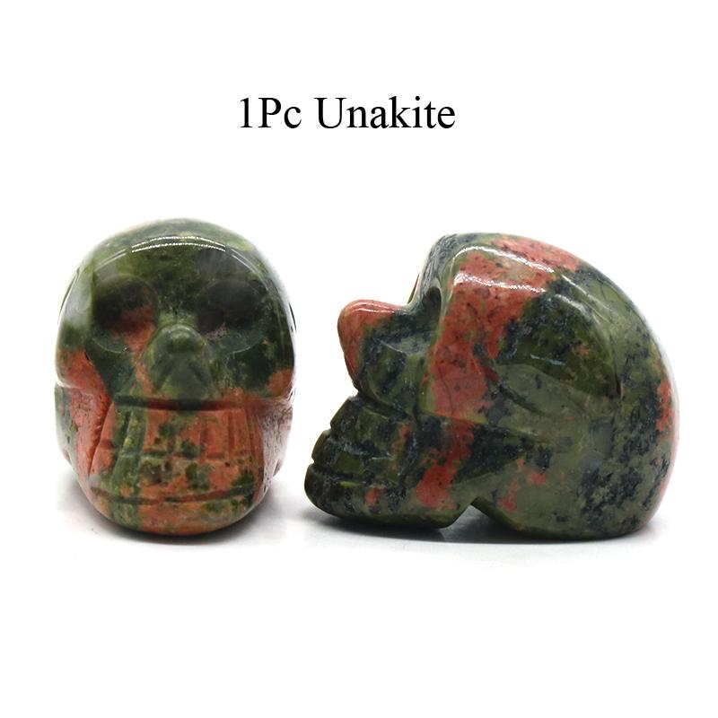 1Pc Natural Stone Carved Skull Natural Crystal Crafts Ornaments Halloween Ghost Festival Decorations Jewelry Furnishings Supplies Gifts 25x20x18 Mm