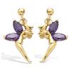 [B2394] - Gold Plated 'Tinker Bell' Golden Amethyst Earrings - 19 Mm