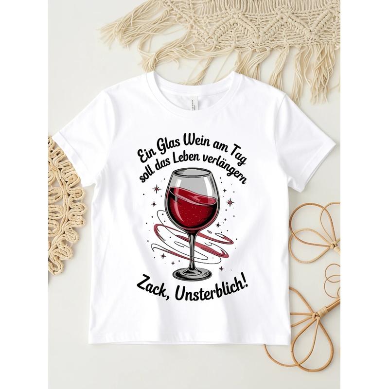 T-Shirt with Text 'Red Wine Funny - Wine Drinker' Gift Wine for Men Women Unisex All Season Funny T-Shirt