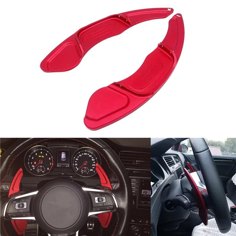 2 Pcs Car Aluminum Steering Wheel Paddle Silver/Red Paddles Shift For VW Golf 7 2015+ GTI R MK7 Scirocco Automobile Accessories