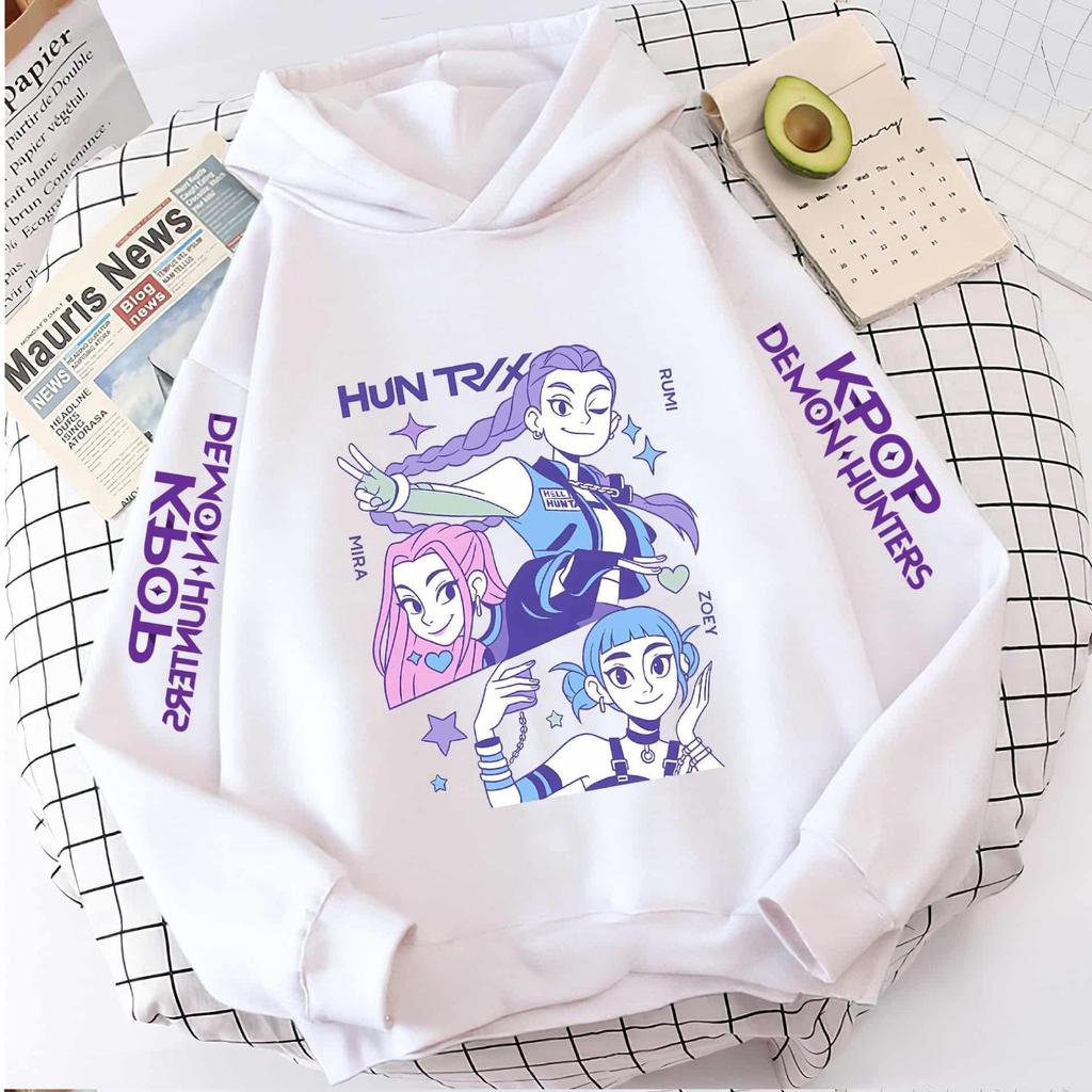 KPop Demon Girls Fashion Casual Sweatshirt Movie New Kids K-Pop Demon Hunters Hooded Tops Toddler Girl Clothes Hunters Hoodie