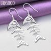 925 Sterling Silver Fish Bone Earrings Party Gifts Beautiful Jewelry
