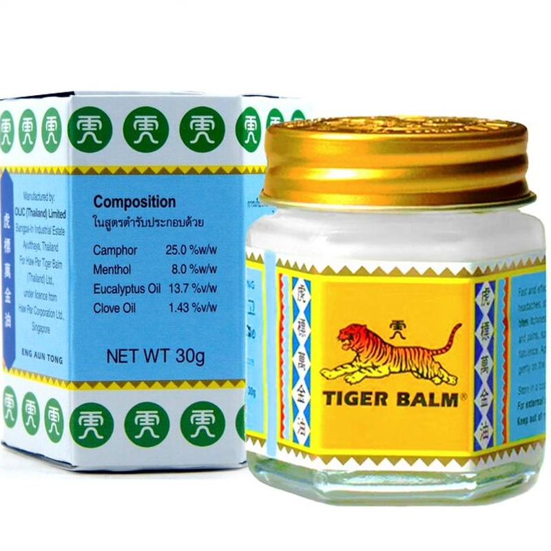 Tiger Balm White HR 30 г - успокаивает головные боли, укусы насекомых и мышечные боли.