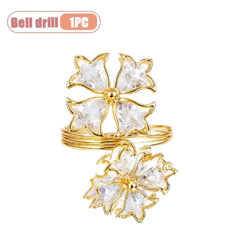 1-24PCS Crystal Napkin Rings 5 Petal Rhinestone Shiny Sparkling Table Decor for Hotel Wedding Banquet Dinner Party Home