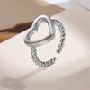 Trendy Silver Color Heart Couple Rings for Women Lover Adjustable Rings Set Engagement Wedding Open Rings Jewelry