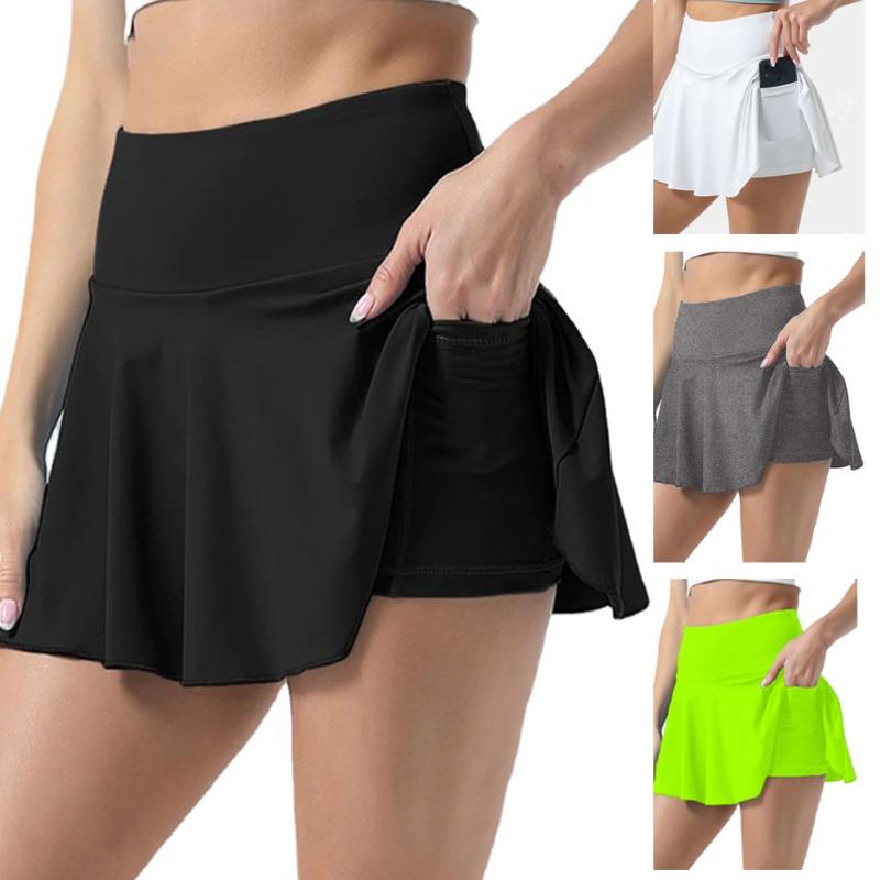 Однотонные спортивные юбки-шорты с карманом для телефона, тенниса, гольфа, йоги, активного отдыха