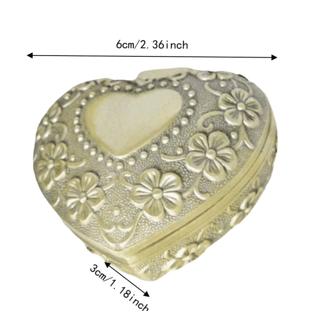 Metal Construction Vintage Jewelry Box Carved Flower Heart Jewelry Box Home Decor