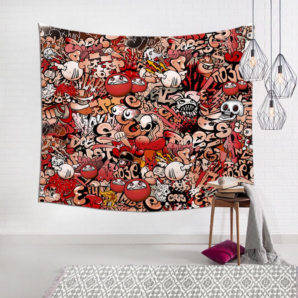 American Style Graffiti Cartoon Tapestry Car Road Tavern Wall Decoration Background Cloth Ins Wind Hanging Cloth