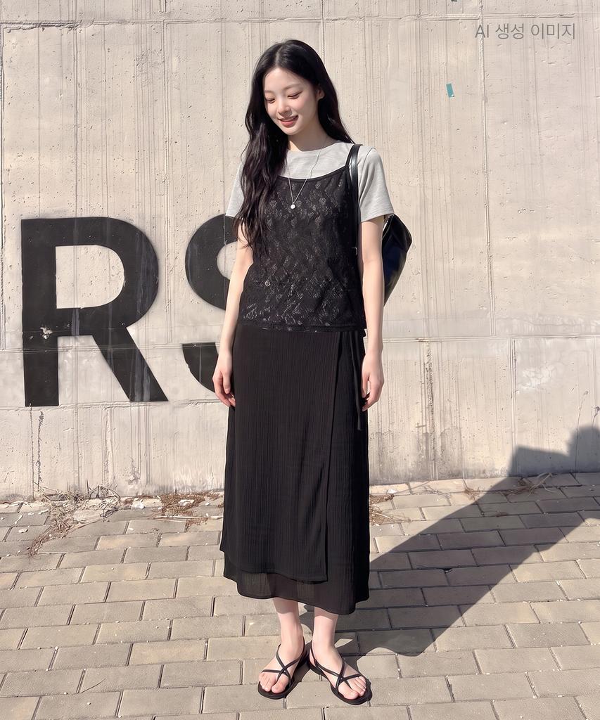Roem Pleated Long Skirt Rmwhg38R12