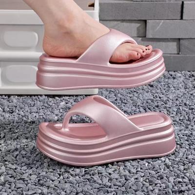 Женские шлепанцы EVA 2024 Лето Новые толстые подошвы приподнятые сандалии пляжные тапочки с застежкой-клипсой нескользящие женские тапочки