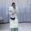 2024 зима новый воротник из натурального меха лисы 90% белый гусиный пух длинный пуховик талия тонкий иностранный пальто для женщин