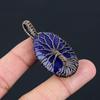 Lab-Created Tree Of Life Blue Sapphire Gemstone Pure Copper Wire Wrapped Handmade Pendant Jewelry