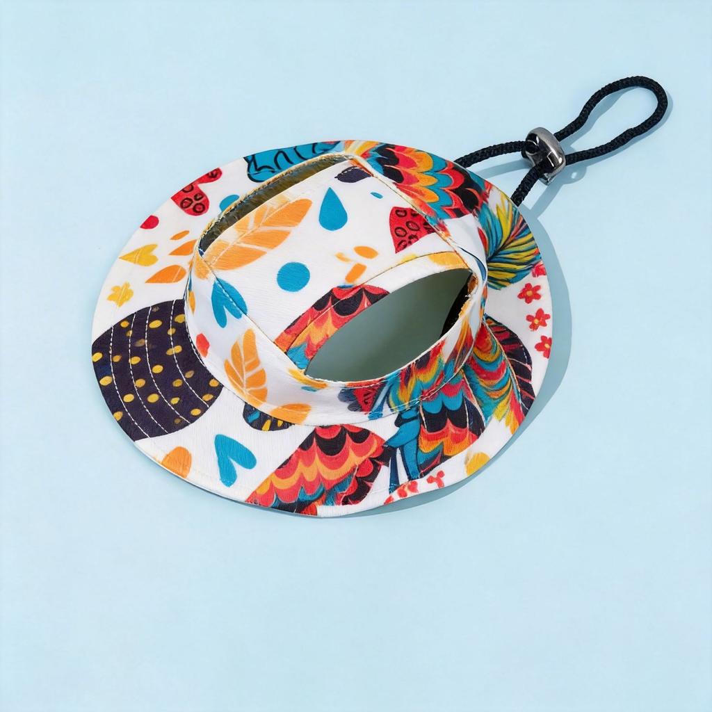Pet hat summer sun hat cute cartoon sun protection UV protection outdoor headgear with exposed ears breathable for cats