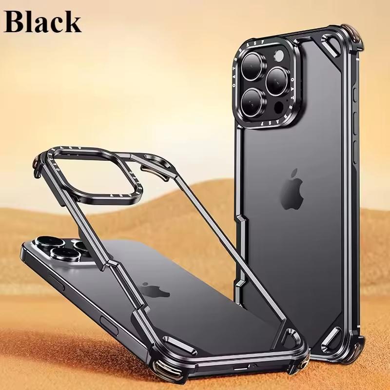 Aviation Aluminum Metal Frame Phone Case for IPhone 16 17 Pro Max Alloy Frameless Bumper Shell Heat Dissipation Protective Cover