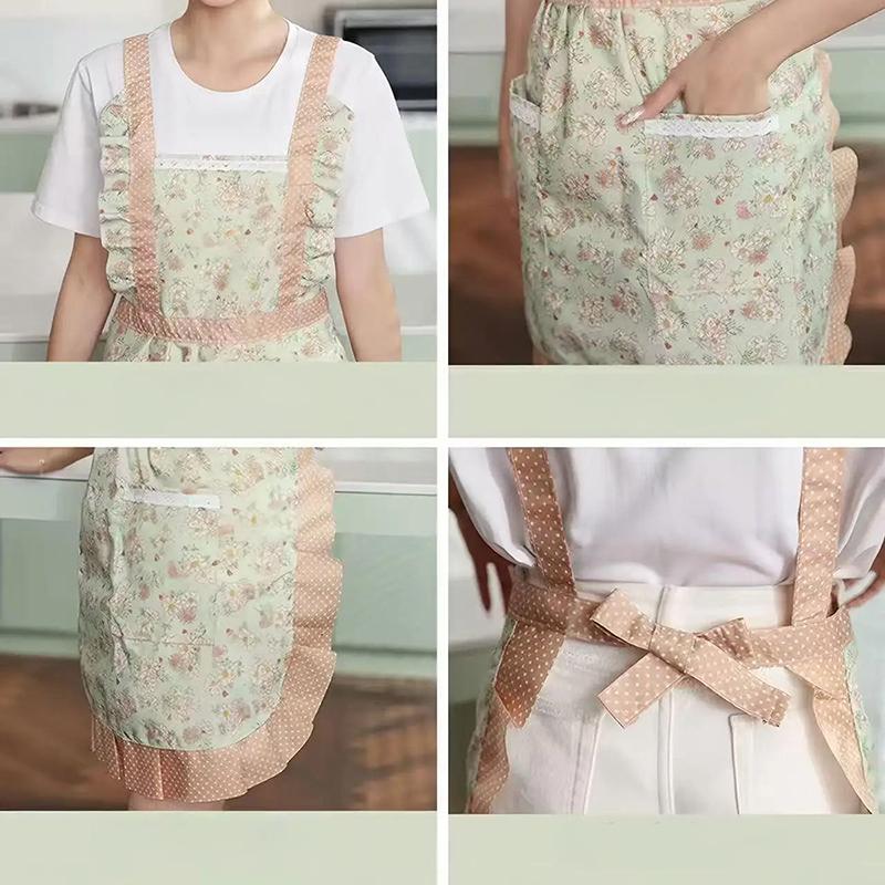 1Pc Cute Canvas Home Apron For Women'S Kitchen Cooking, Breathable, Anti Fouling, Wear Resistant, Cleaning, New Canvas Apron