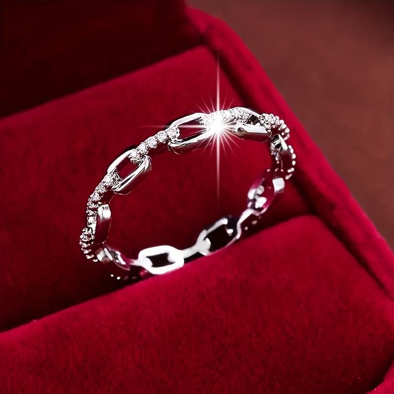 Classic Linked Designed Rings for Men/Women Wedding Bands Accessories with CZ Silver Color Couple Rings Eternity Jewelry