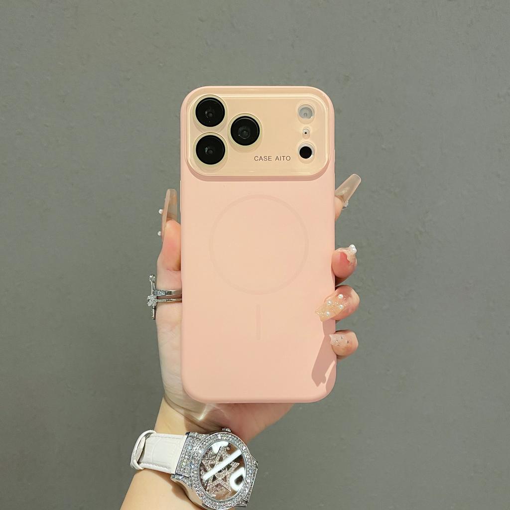 Чехол с большим окном из жидкого силикона с магнитами для iPhone 17 Air 16 15 14 13 Pro Max Для беспроводной зарядки Magsafe Матовый защитный чехол