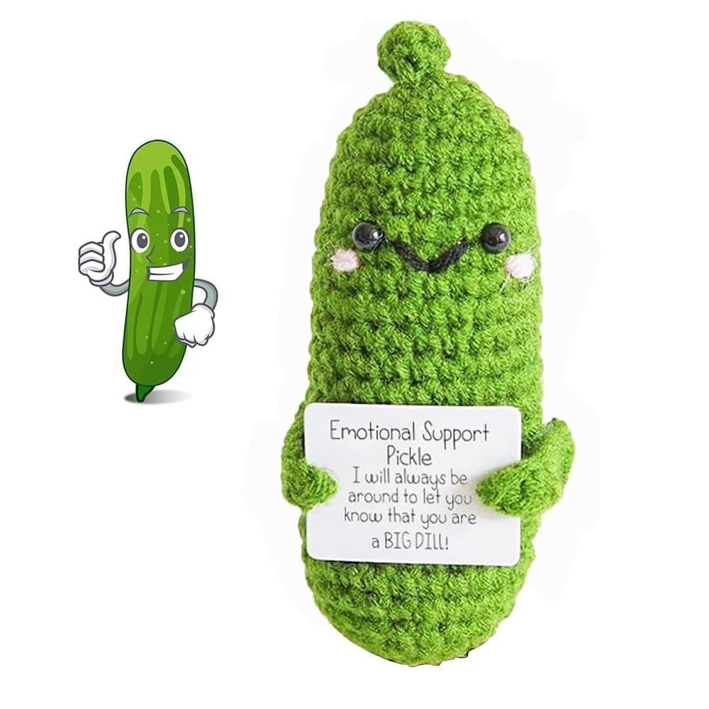 12 X 4cm Handmade Emotional Pickled Cucumber Doll with a Positive Card